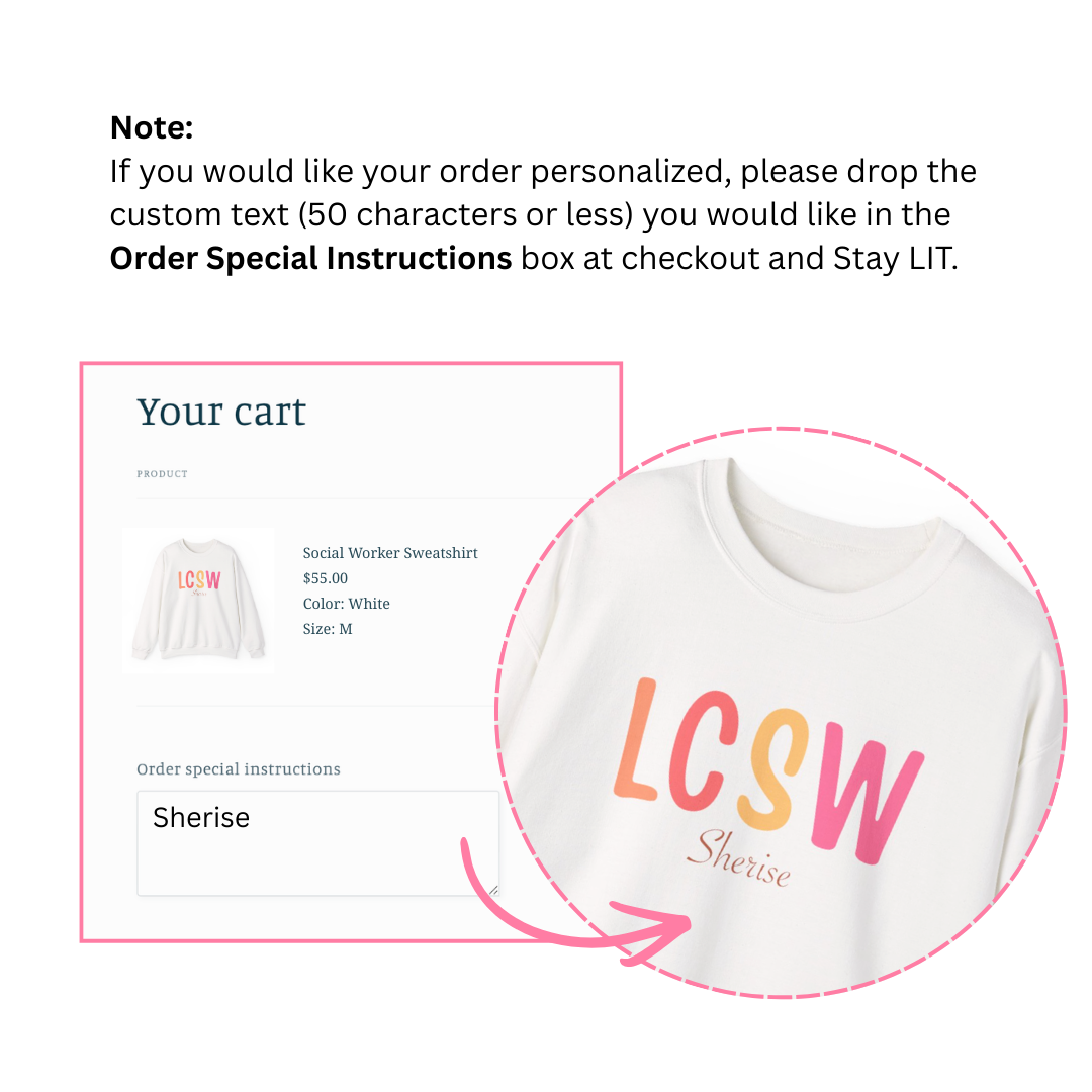 Custom LCSW Sweatshirt, Personalized Social Worker Gift, Clinical Social Worker Pullover, MSW Graduation Gift