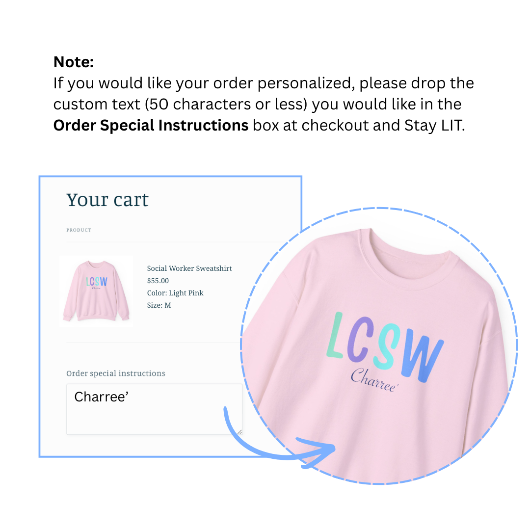 Personalized LCSW Sweatshirt, Custom Social Worker Gift, Clinical Social Worker Pullover, MSW Graduation Gift