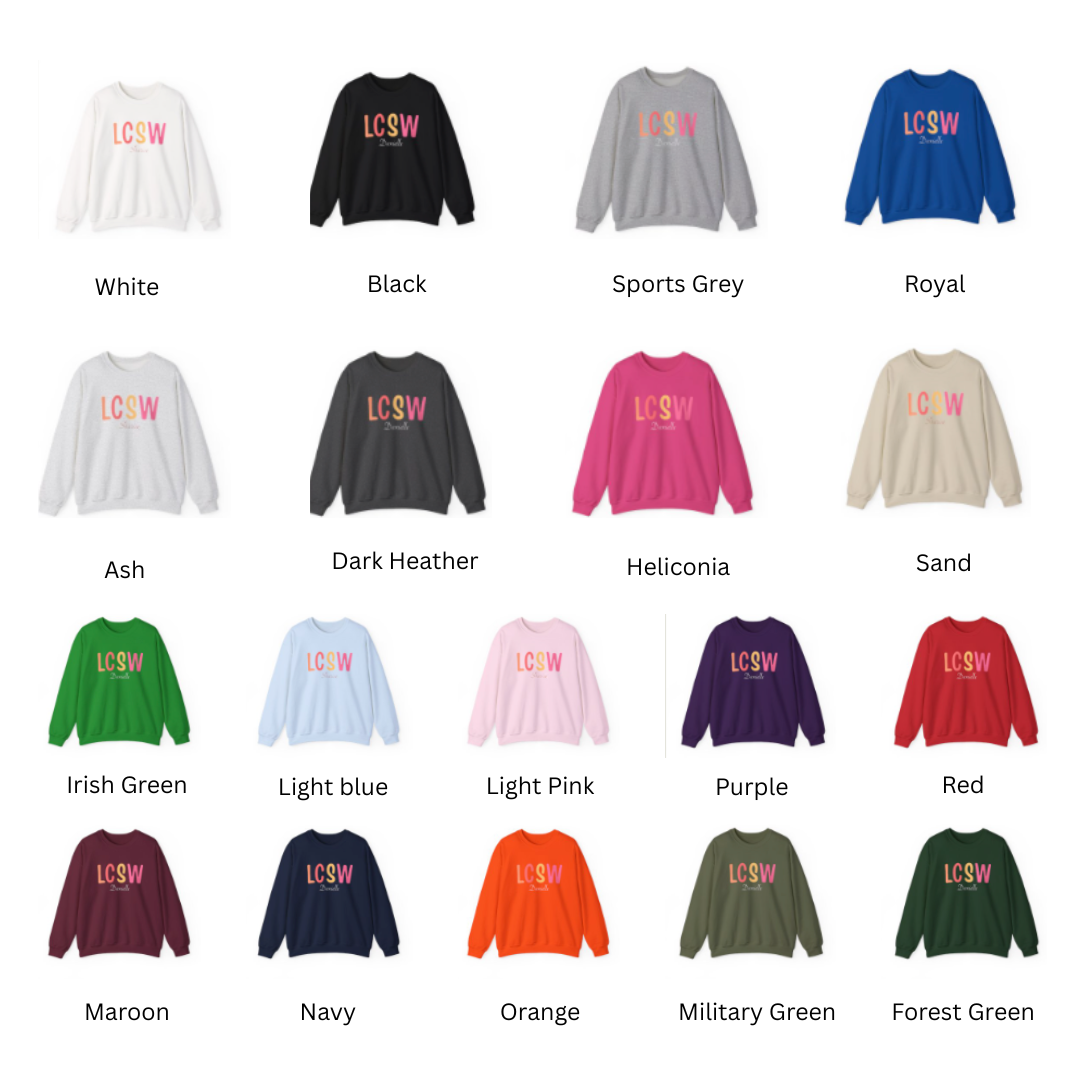 Personalized LCSW Sweatshirt, Custom Social Worker Gift, Clinical Social Worker Pullover, MSW Graduation Gift