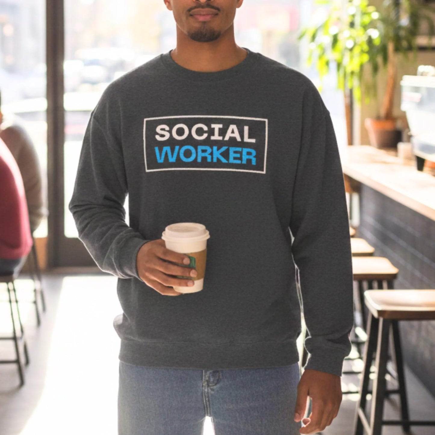 The Bold Social Worker Embroidered Crewneck -Dark