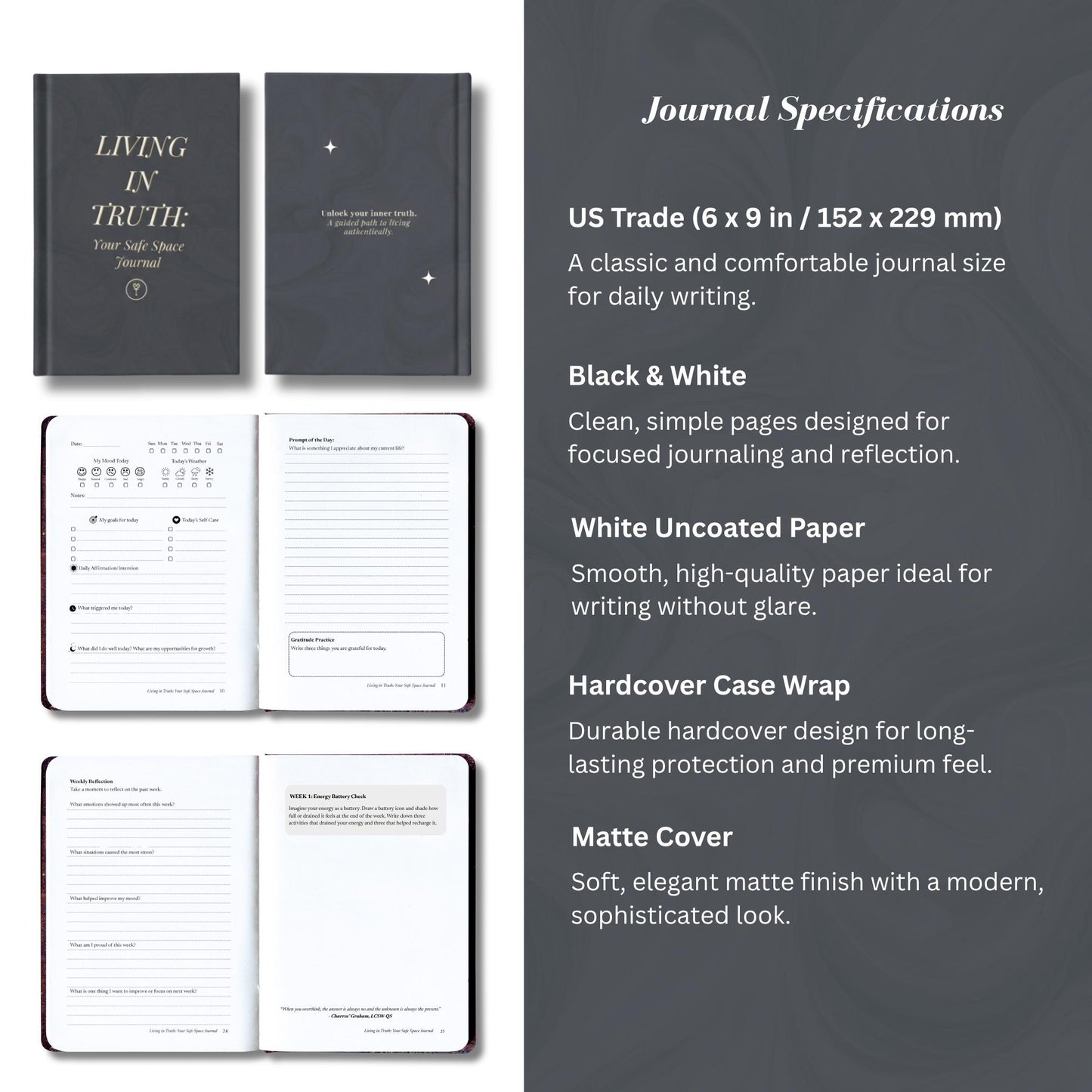 Living in Truth: Your Safe Space Journal, Guided Mental Health Journal, Daily Self-Reflection Notebook, Mindfulness and Wellness Workbook